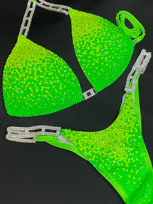 NEON lime green bikini suit (TN939)