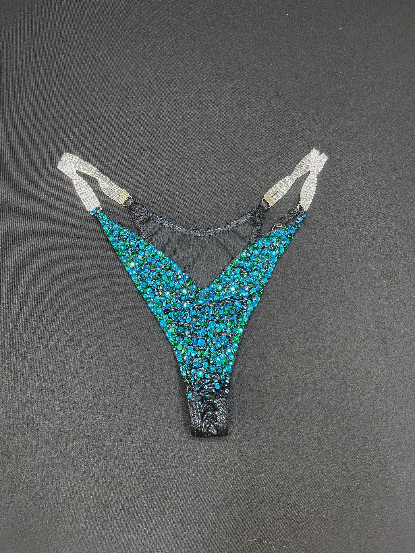 Teal & Emerald black fabric bikini (TN804)