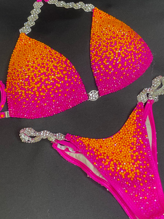 NEON pink orange bikini suit (TN927)