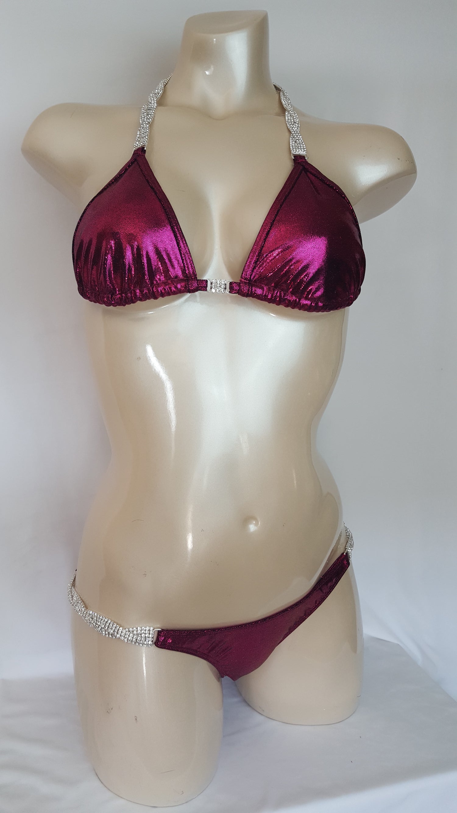 COMPETITION BIKINI POSING SUIT RED/silver HOLOGRAM brand new never worn |  eBay